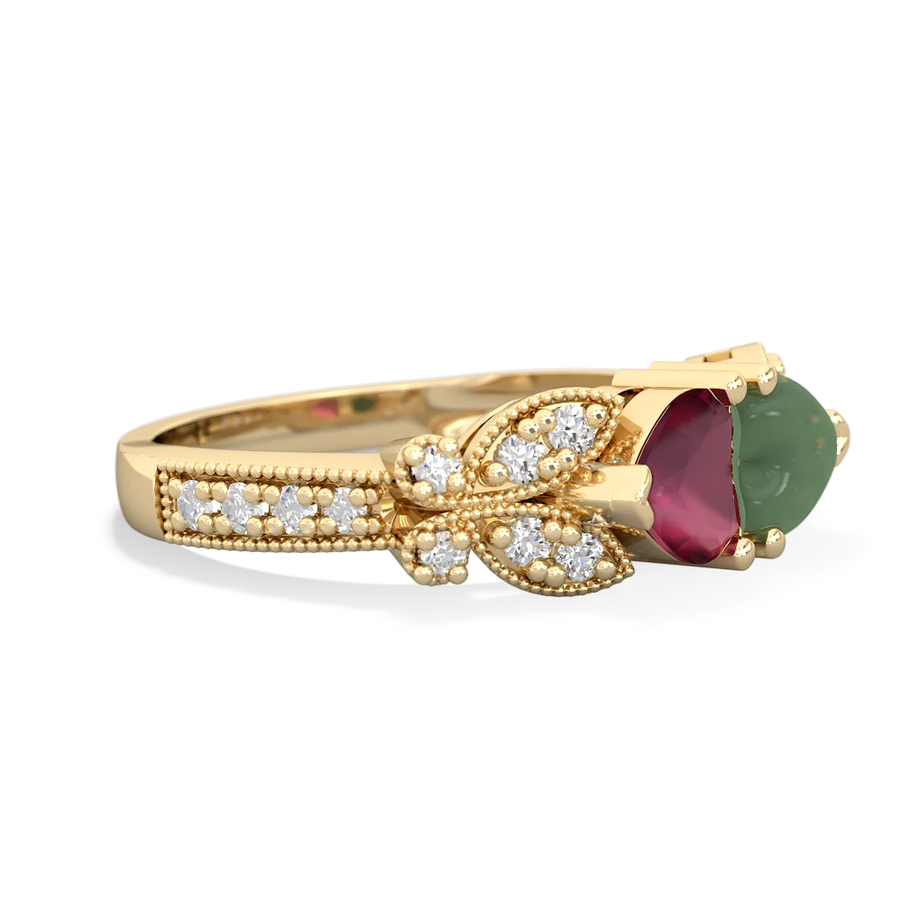 Ruby Diamond Butterflies 14K Yellow Gold ring R5601