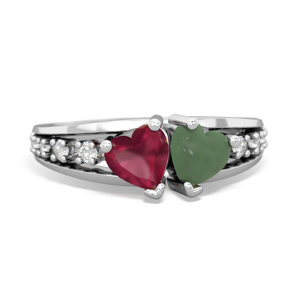 Ruby Heart To Heart 14K White Gold ring R3342