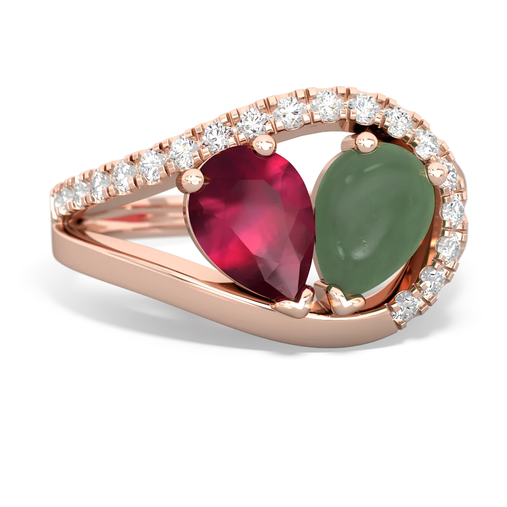 Ruby Nestled Heart Keepsake 14K Rose Gold ring R5650