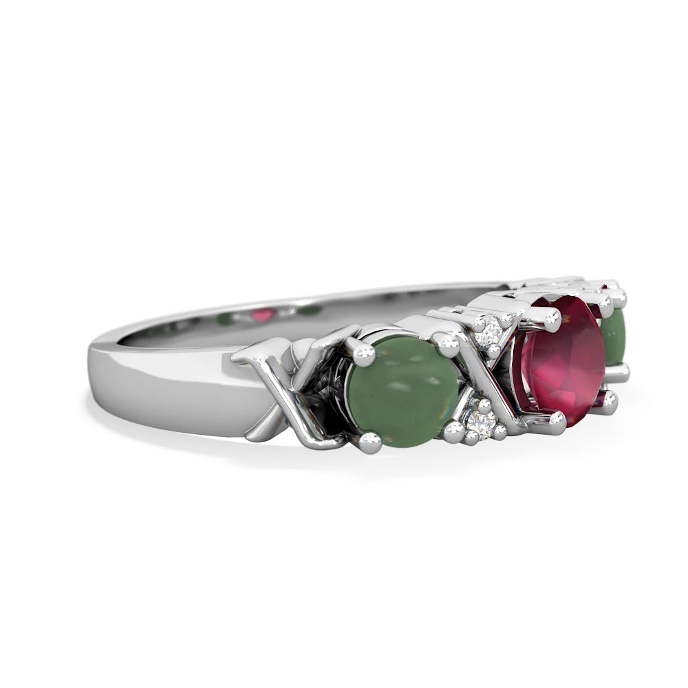 Ruby Hugs And Kisses 14K White Gold ring R5016