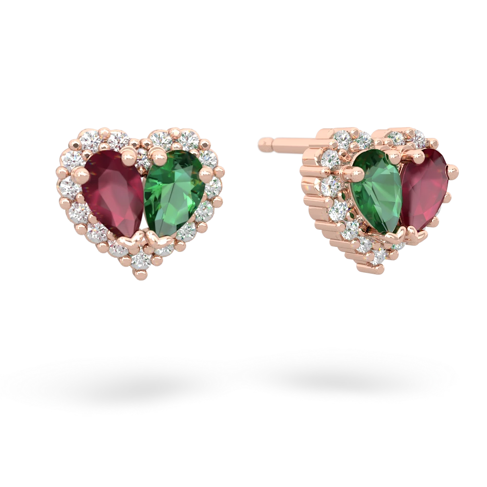 Ruby Halo 14K Rose Gold earrings E7008