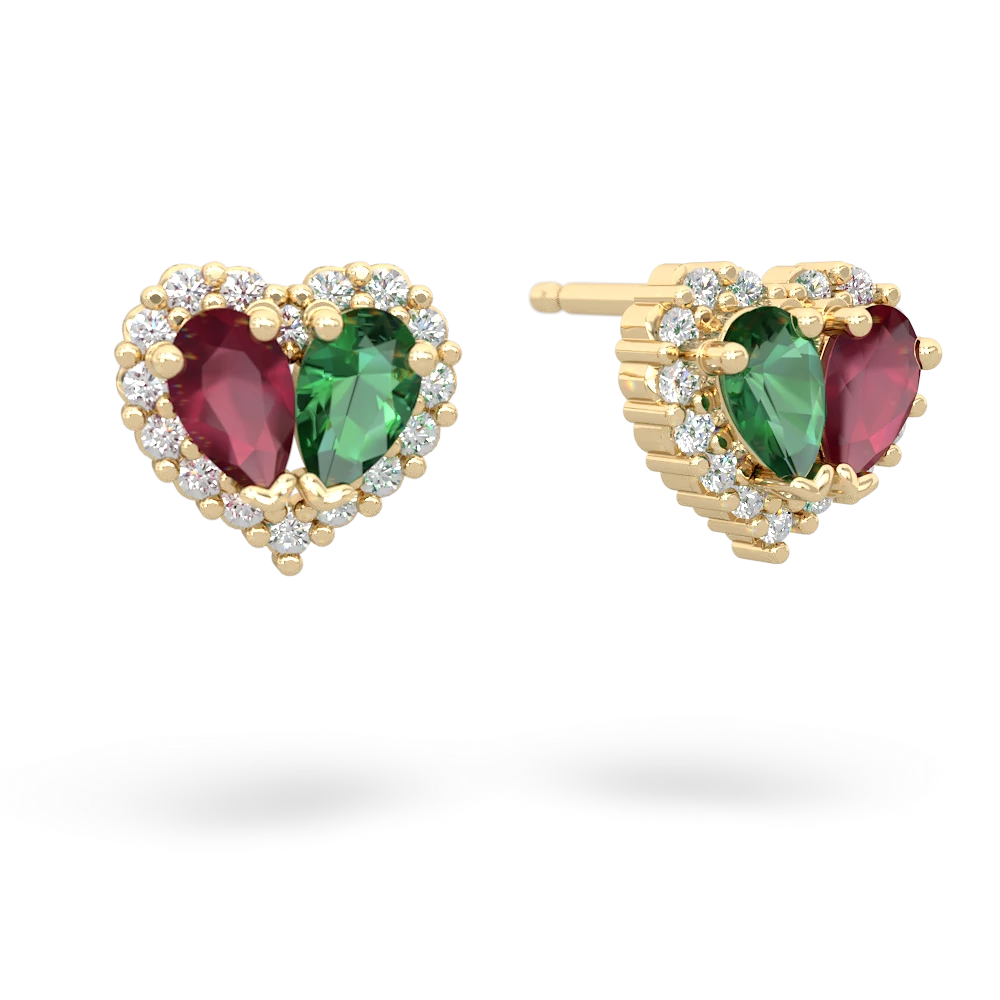 Ruby Halo 14K Yellow Gold earrings E7008