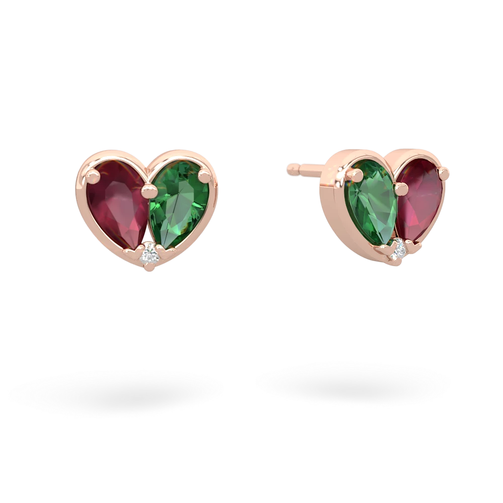 Ruby 'Our Heart' 14K Rose Gold earrings E5072