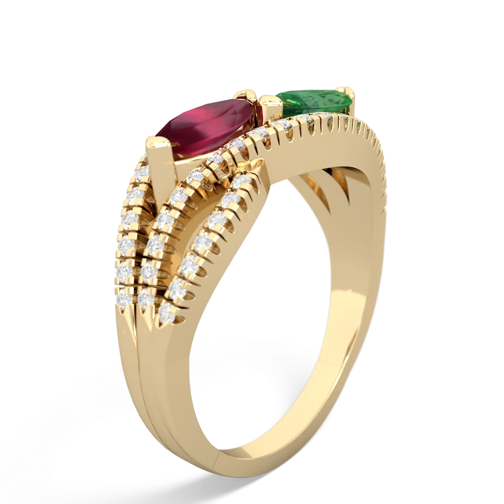 Ruby Diamond Rivers 14K Yellow Gold ring R3070