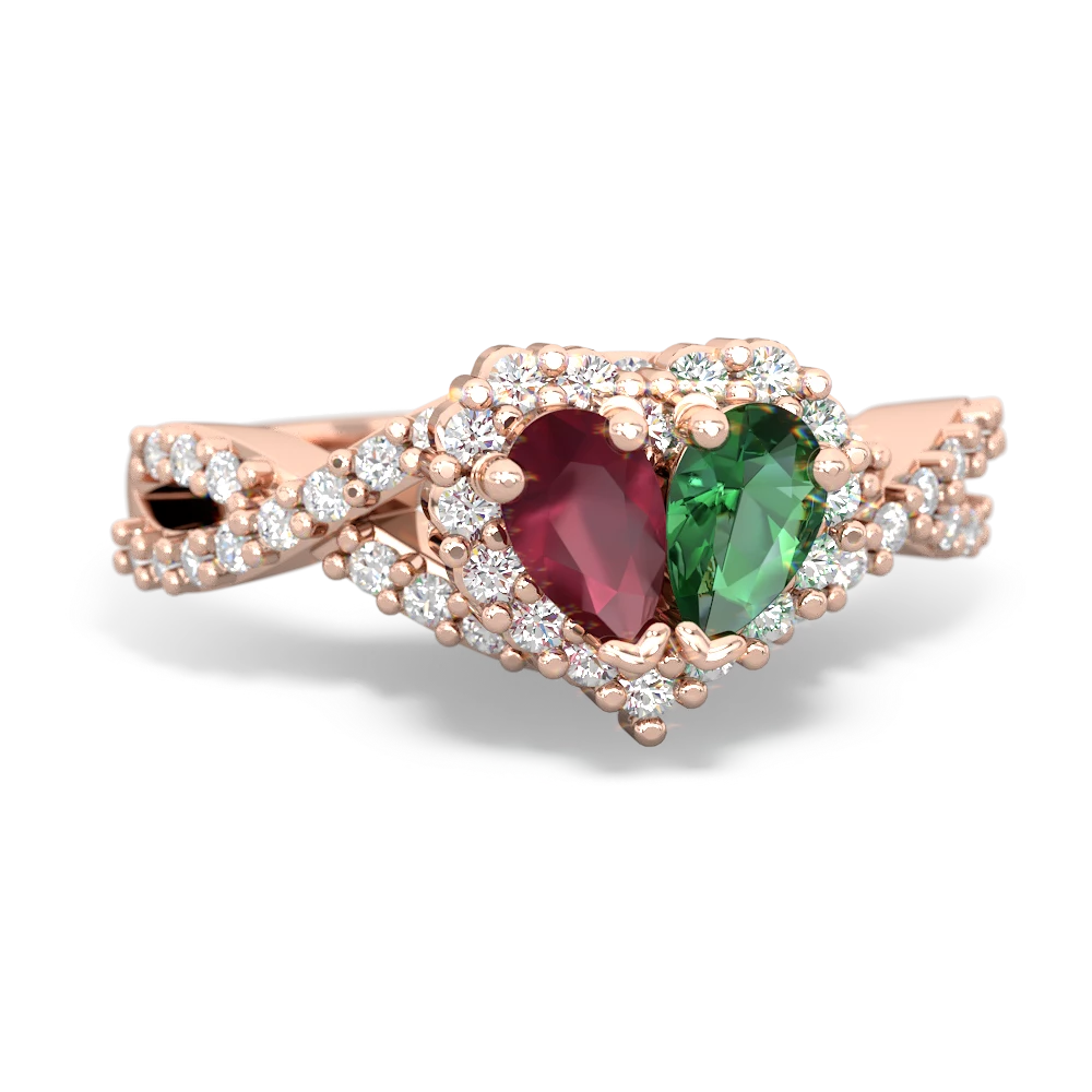 Ruby Diamond Twist 'One Heart' 14K Rose Gold ring R2640HRT