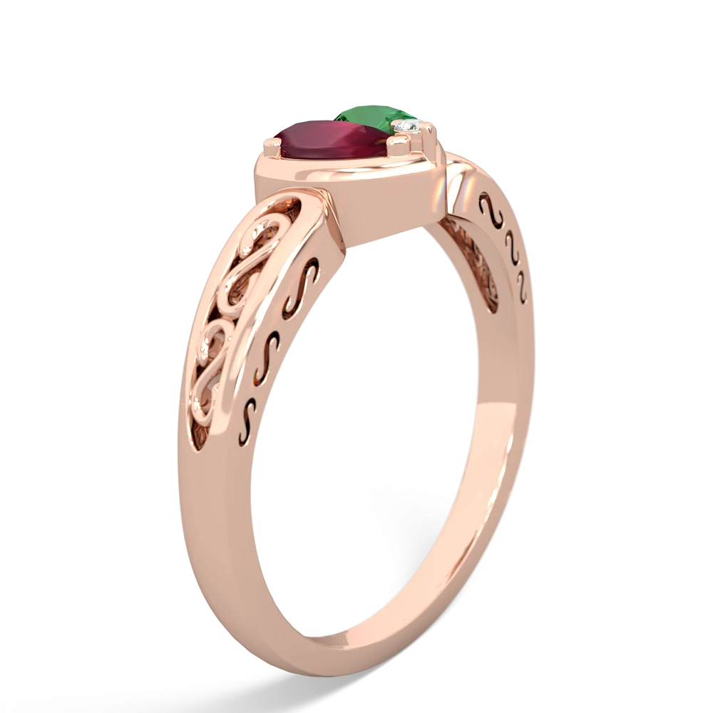 Ruby Filligree 'One Heart' 14K Rose Gold ring R5070