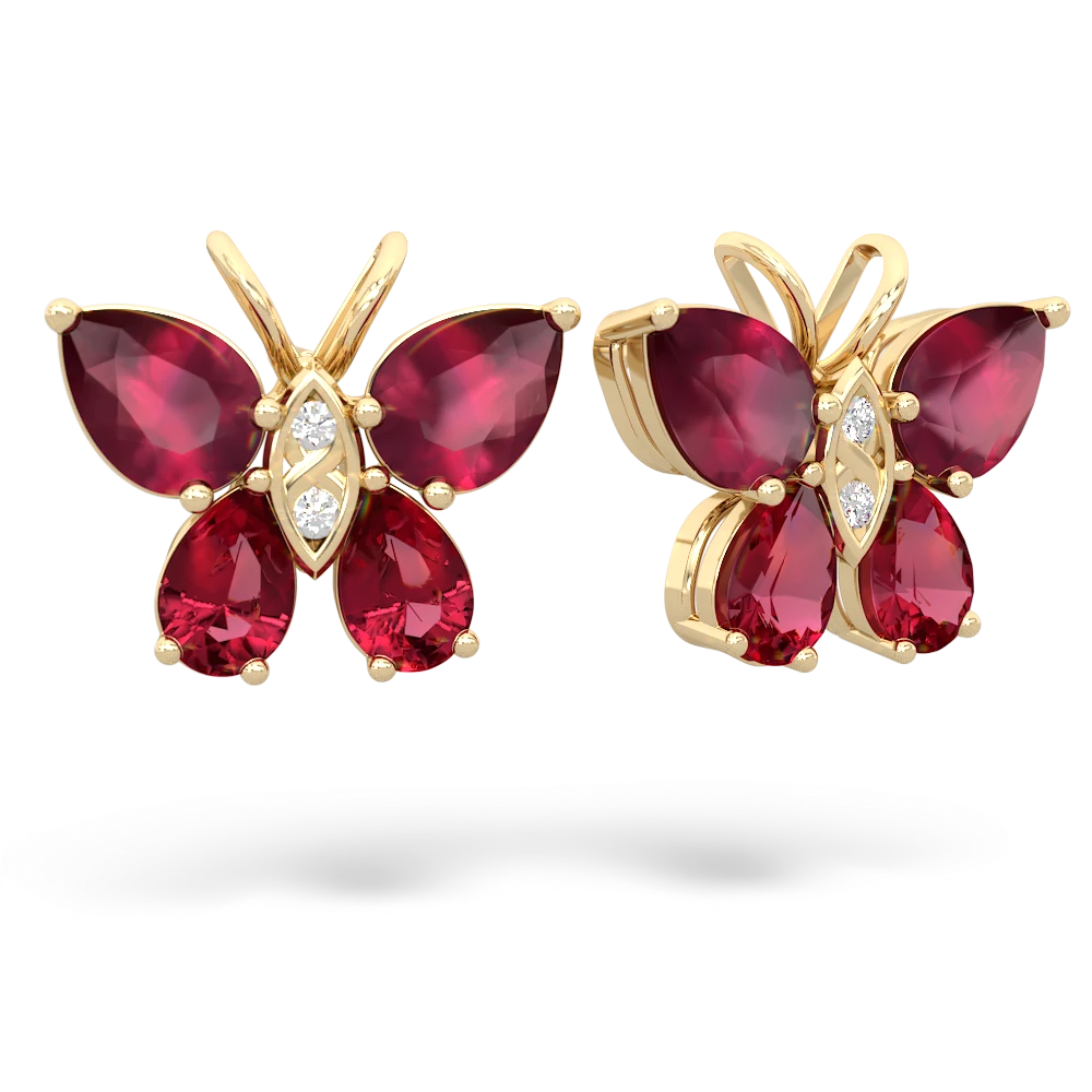 Ruby Butterfly 14K Yellow Gold earrings E2215