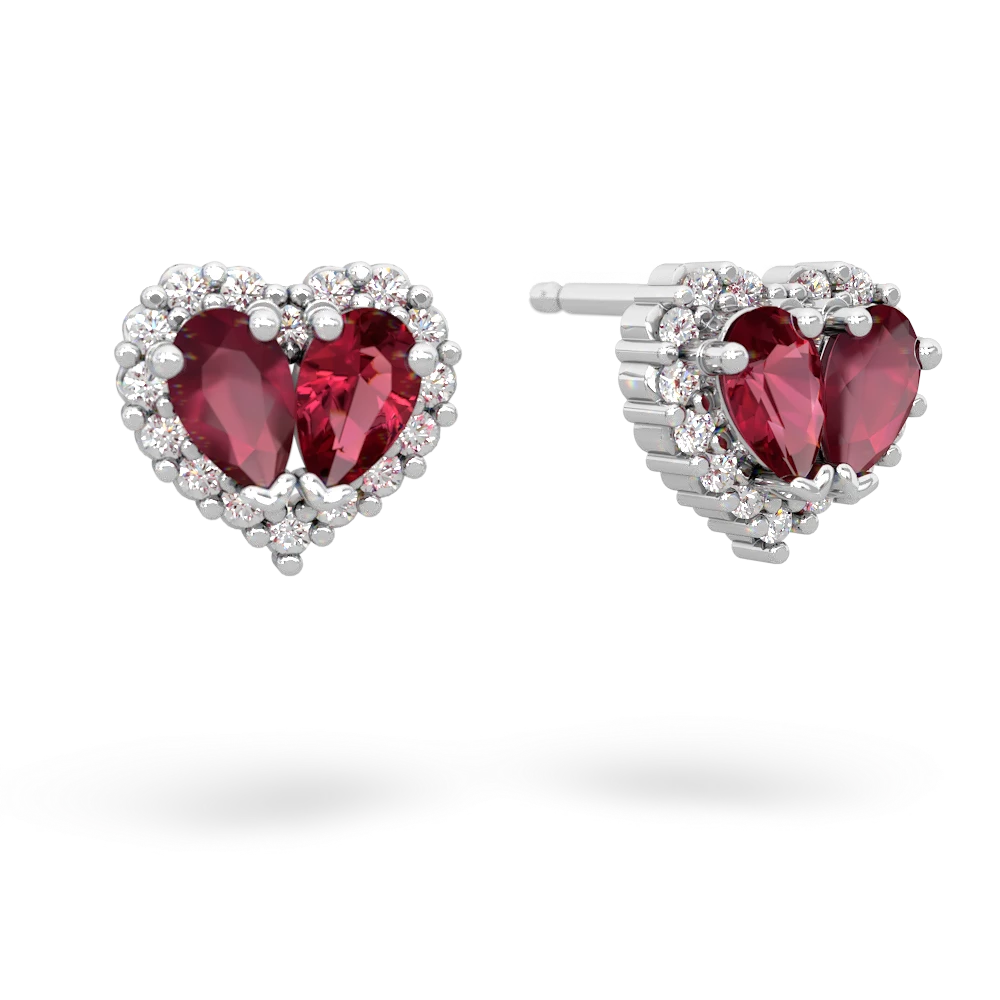 Ruby Halo 14K White Gold earrings E7008