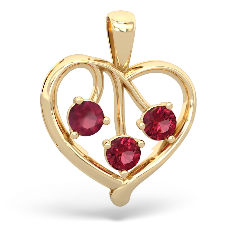 Ruby Glowing Heart 14K Yellow Gold pendant P2233