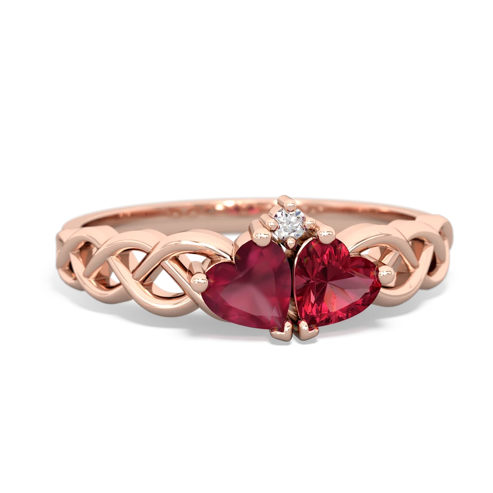 Ruby Heart To Heart Braid 14K Rose Gold ring R5870