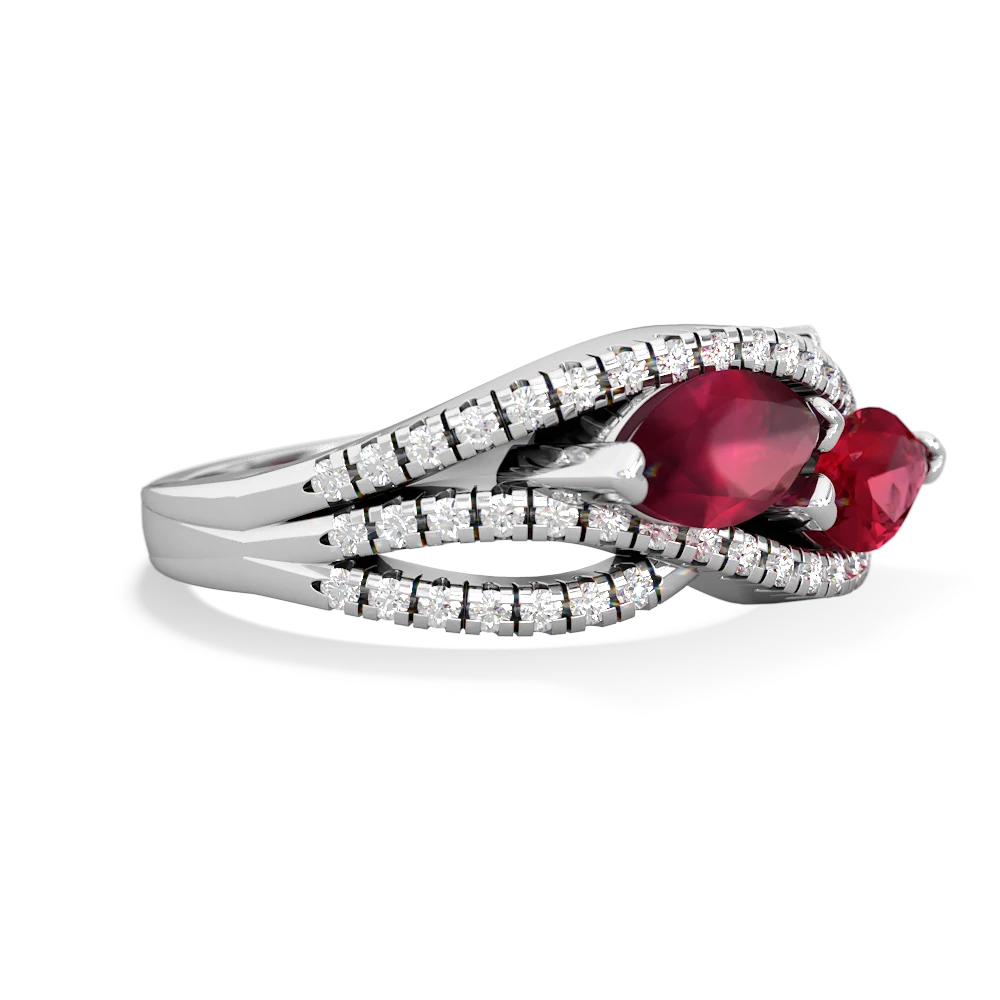 Ruby Diamond Rivers 14K White Gold ring R3070