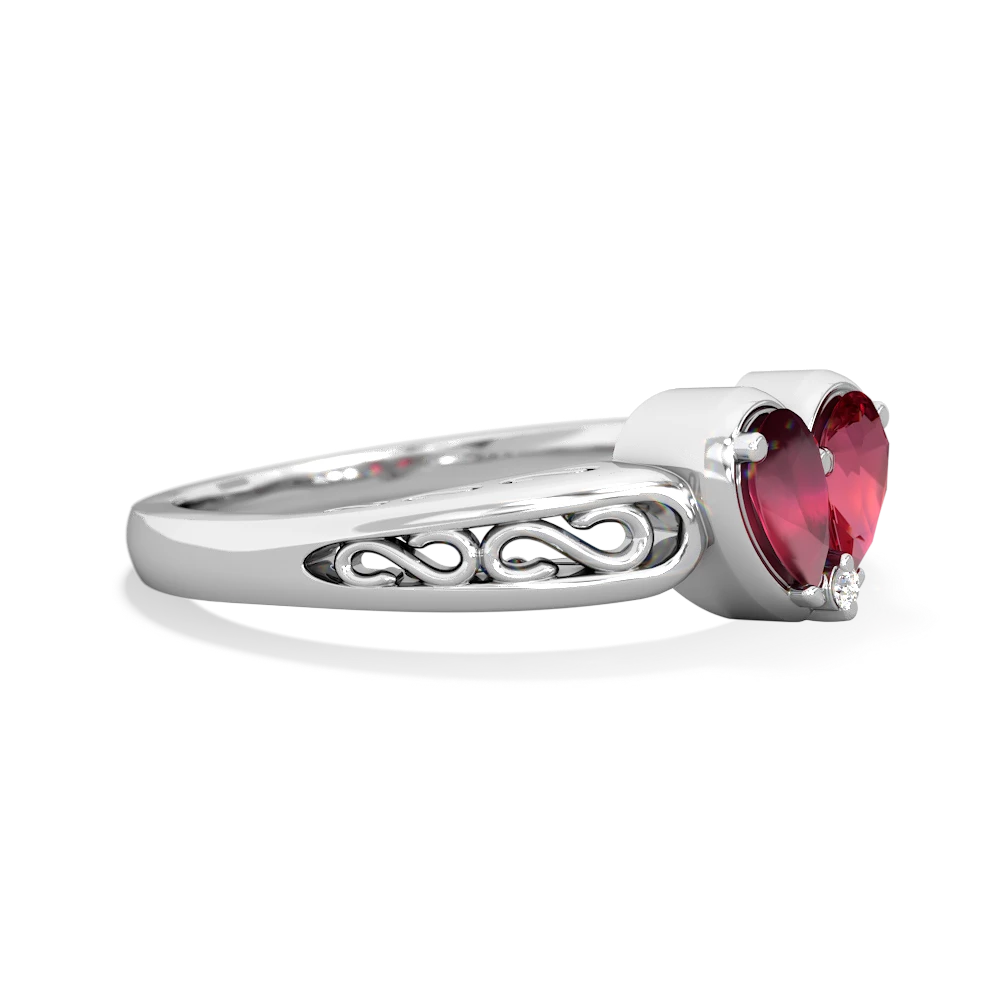 Ruby Filligree 'One Heart' 14K White Gold ring R5070