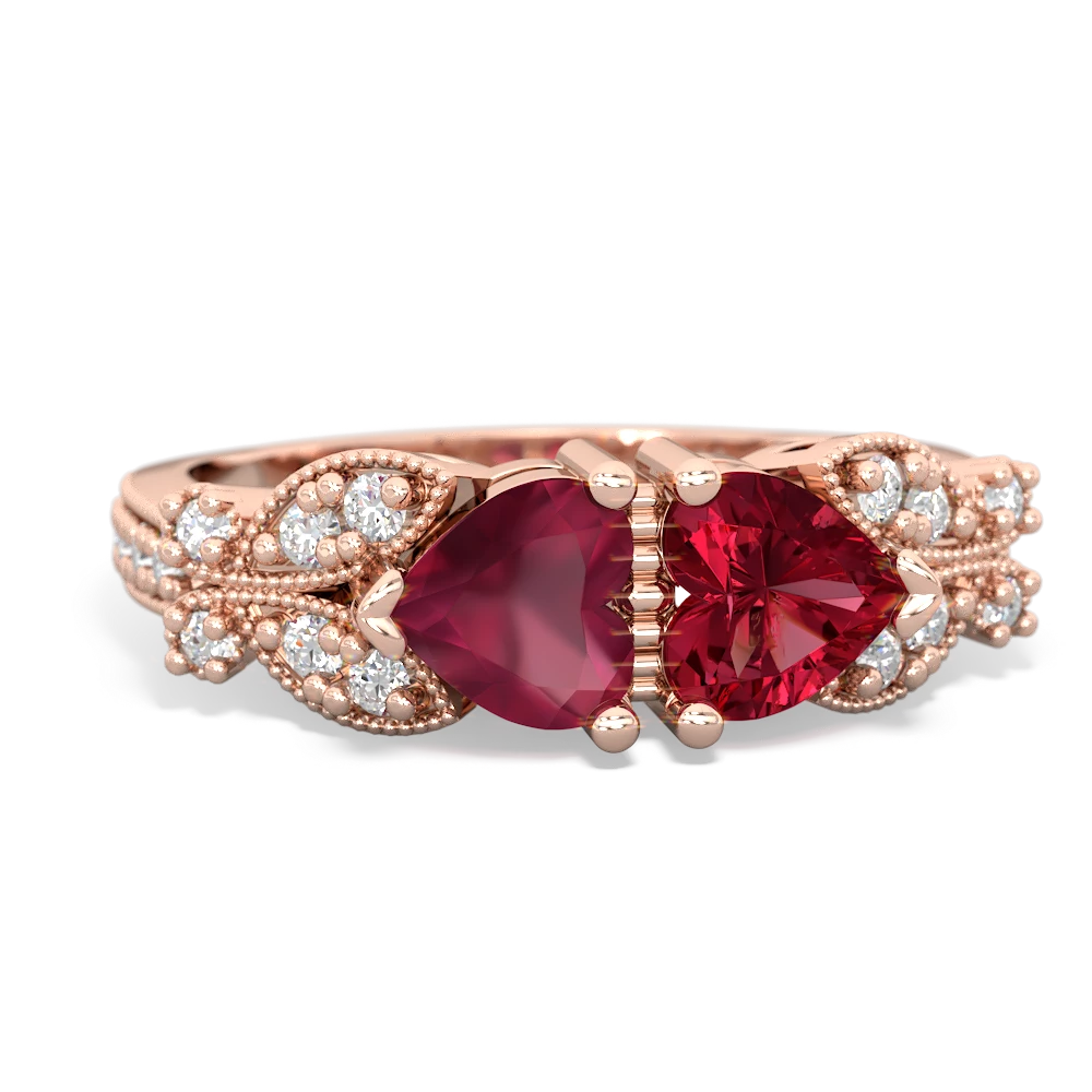 Ruby Diamond Butterflies 14K Rose Gold ring R5601