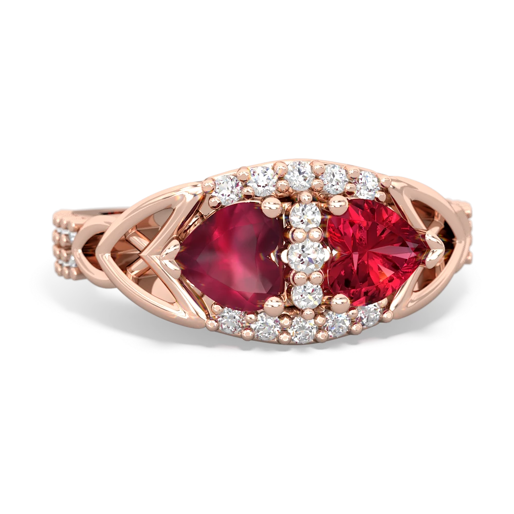 Ruby Sparkling Celtic Knot 14K Rose Gold ring R2645