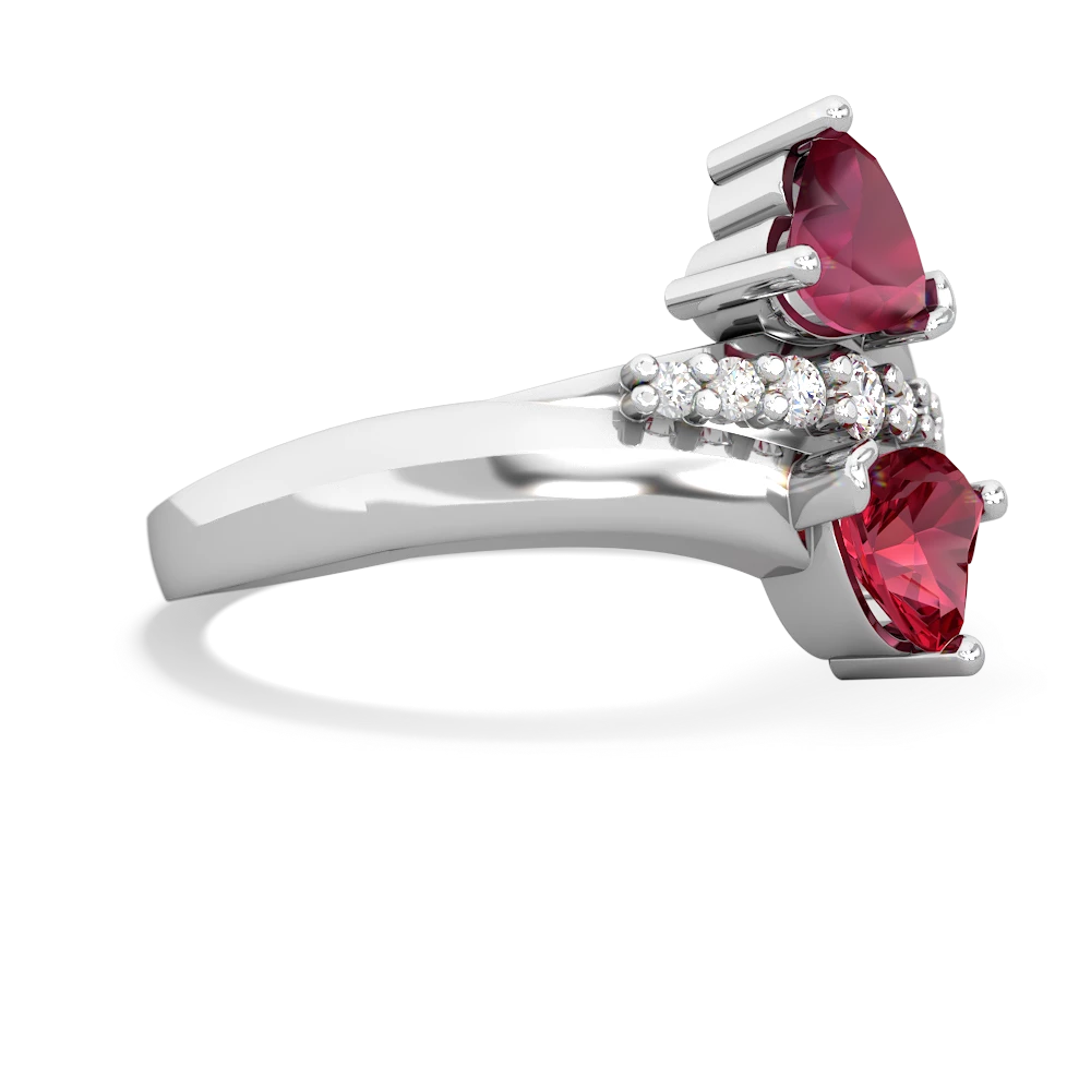 Ruby Heart To Heart 14K White Gold ring R2064