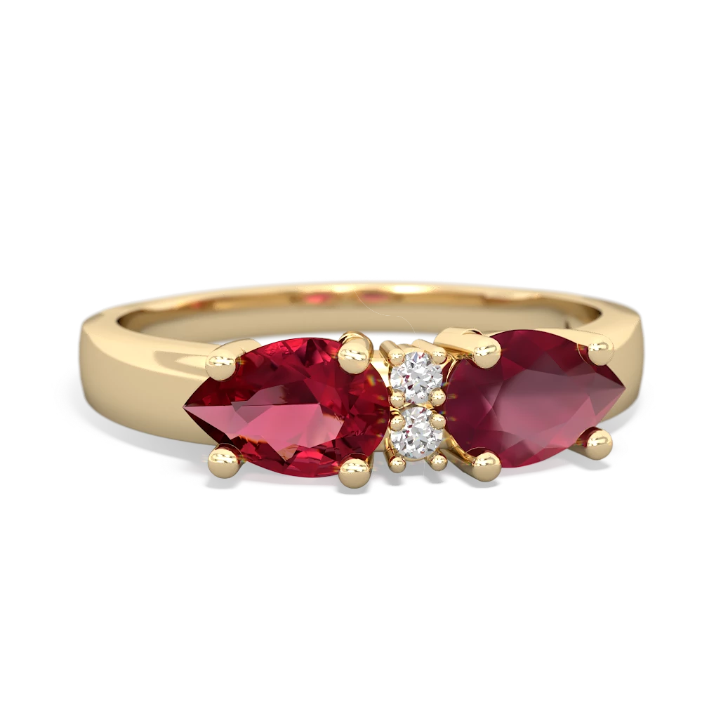 Ruby Pear Bowtie 14K Yellow Gold ring R0865