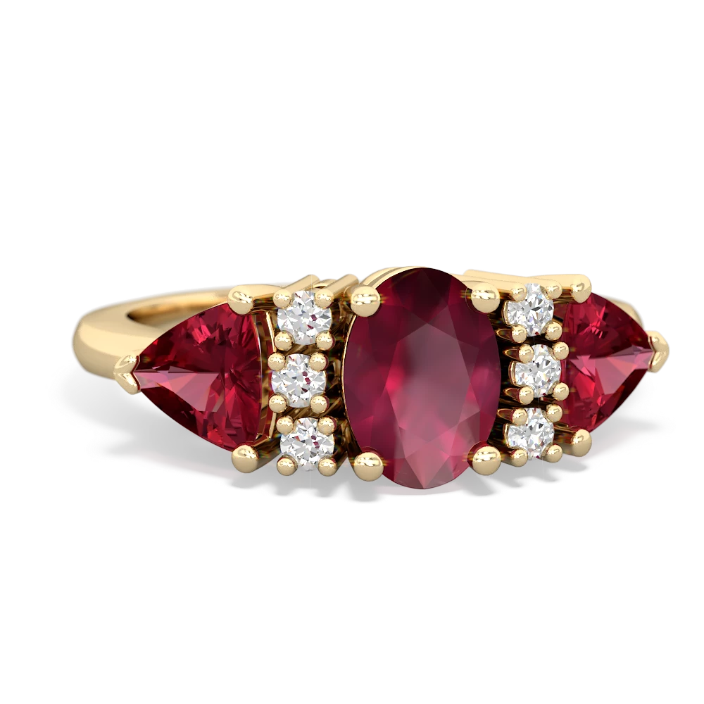 Ruby Antique Style Three Stone 14K Yellow Gold ring R2186