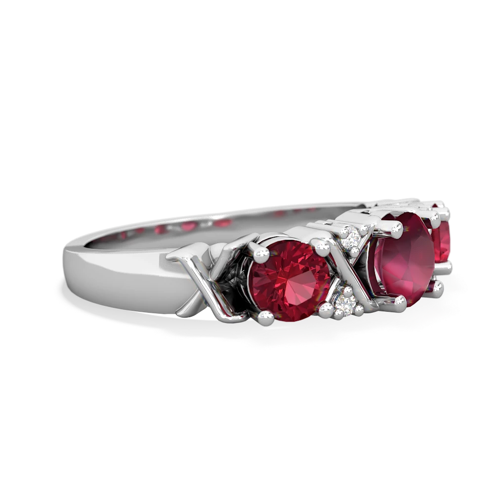 Ruby Hugs And Kisses 14K White Gold ring R5016