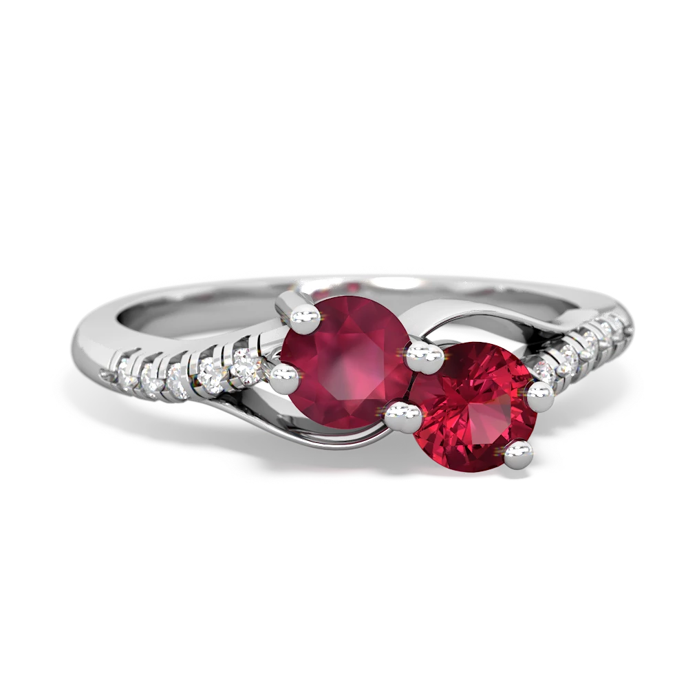 Ruby Infinity Pave Two Stone 14K White Gold ring R5285