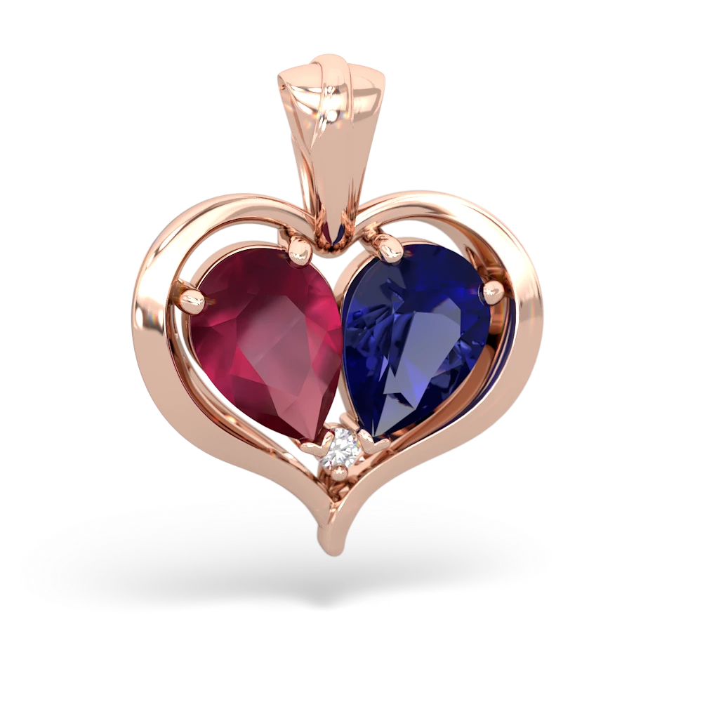 Ruby Two Become One 14K Rose Gold pendant P5330