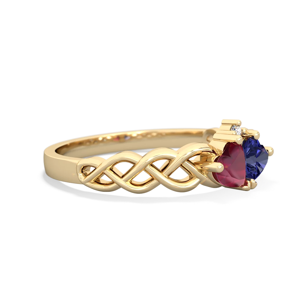 Ruby Heart To Heart Braid 14K Yellow Gold ring R5870