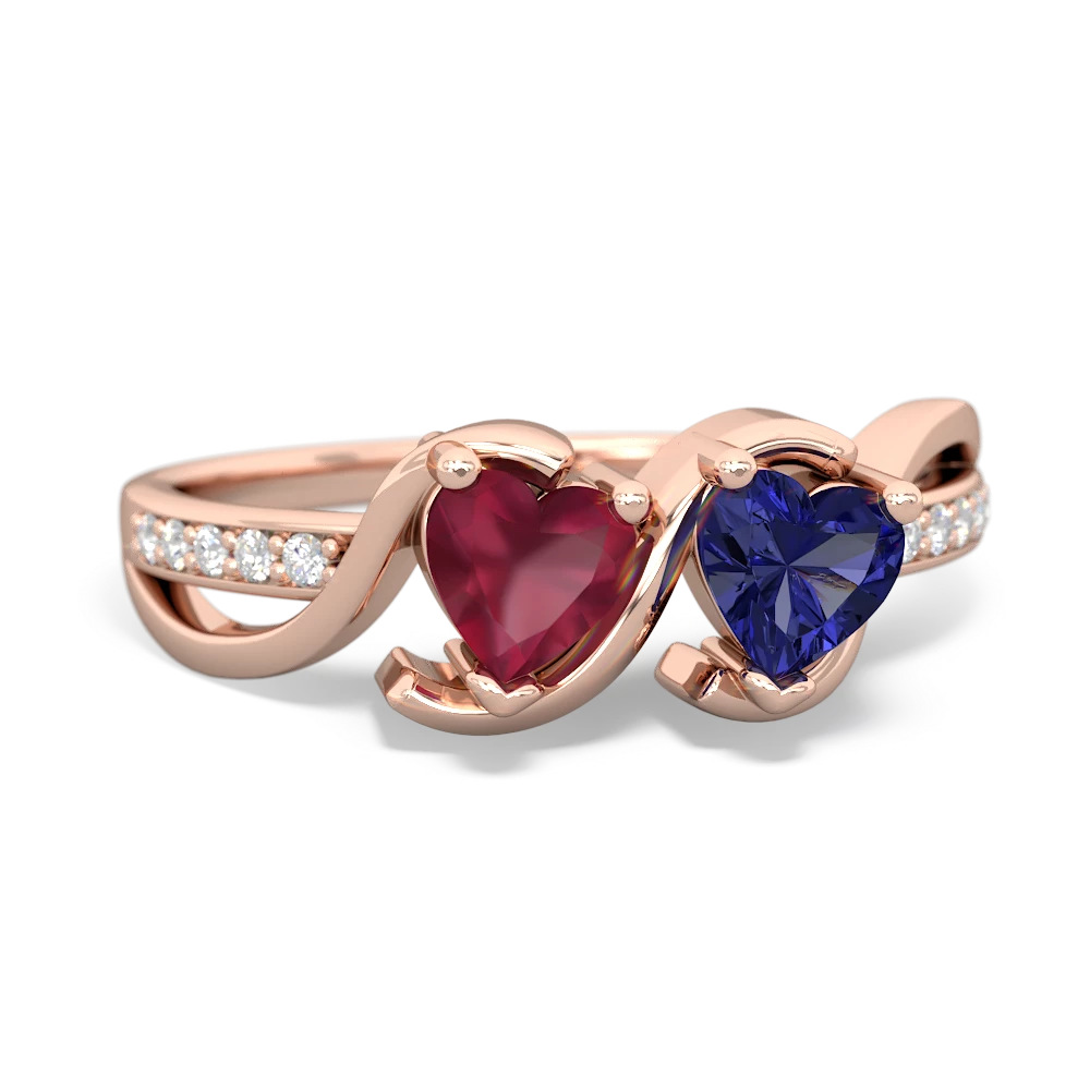 Ruby Side By Side 14K Rose Gold ring R3090