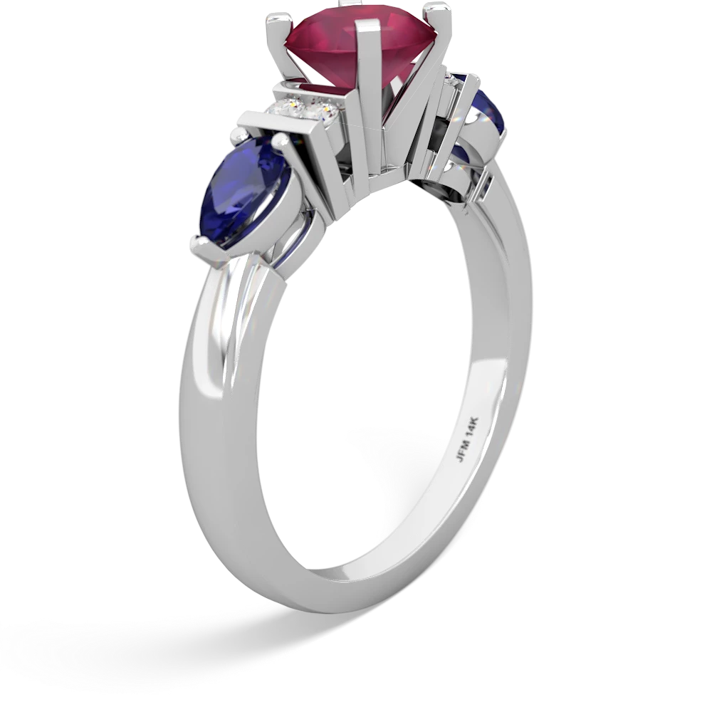 Ruby 6Mm Round Eternal Embrace Engagement 14K White Gold ring R2005