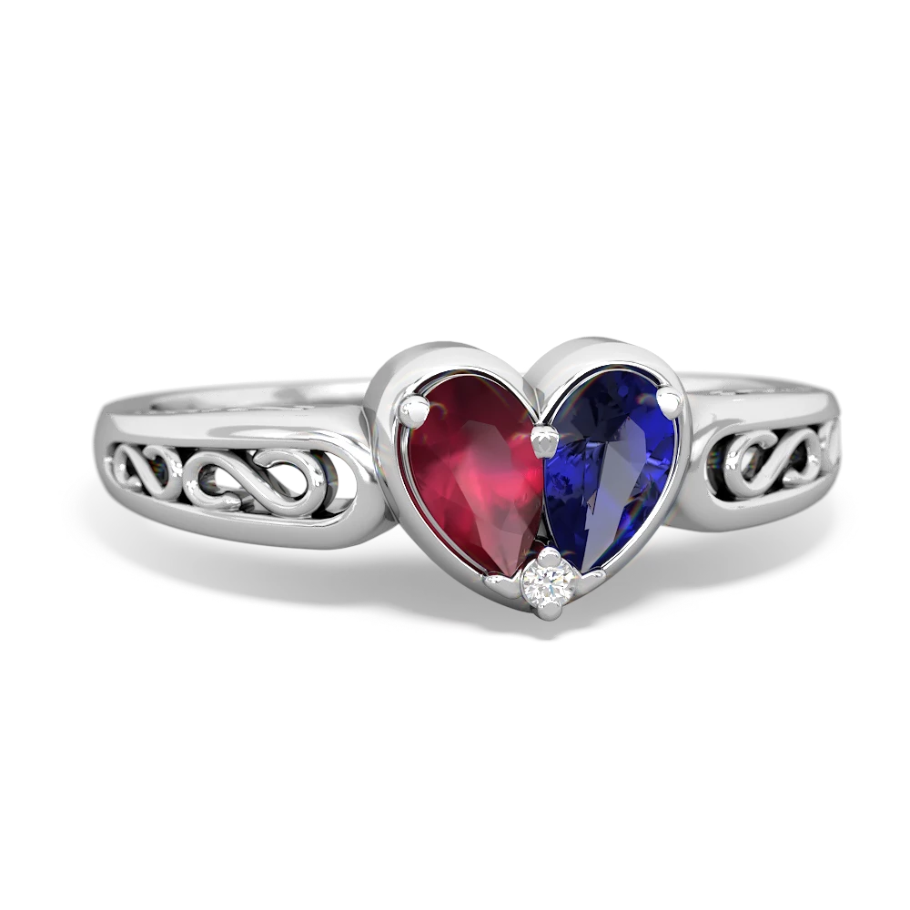 Ruby Filligree 'One Heart' 14K White Gold ring R5070