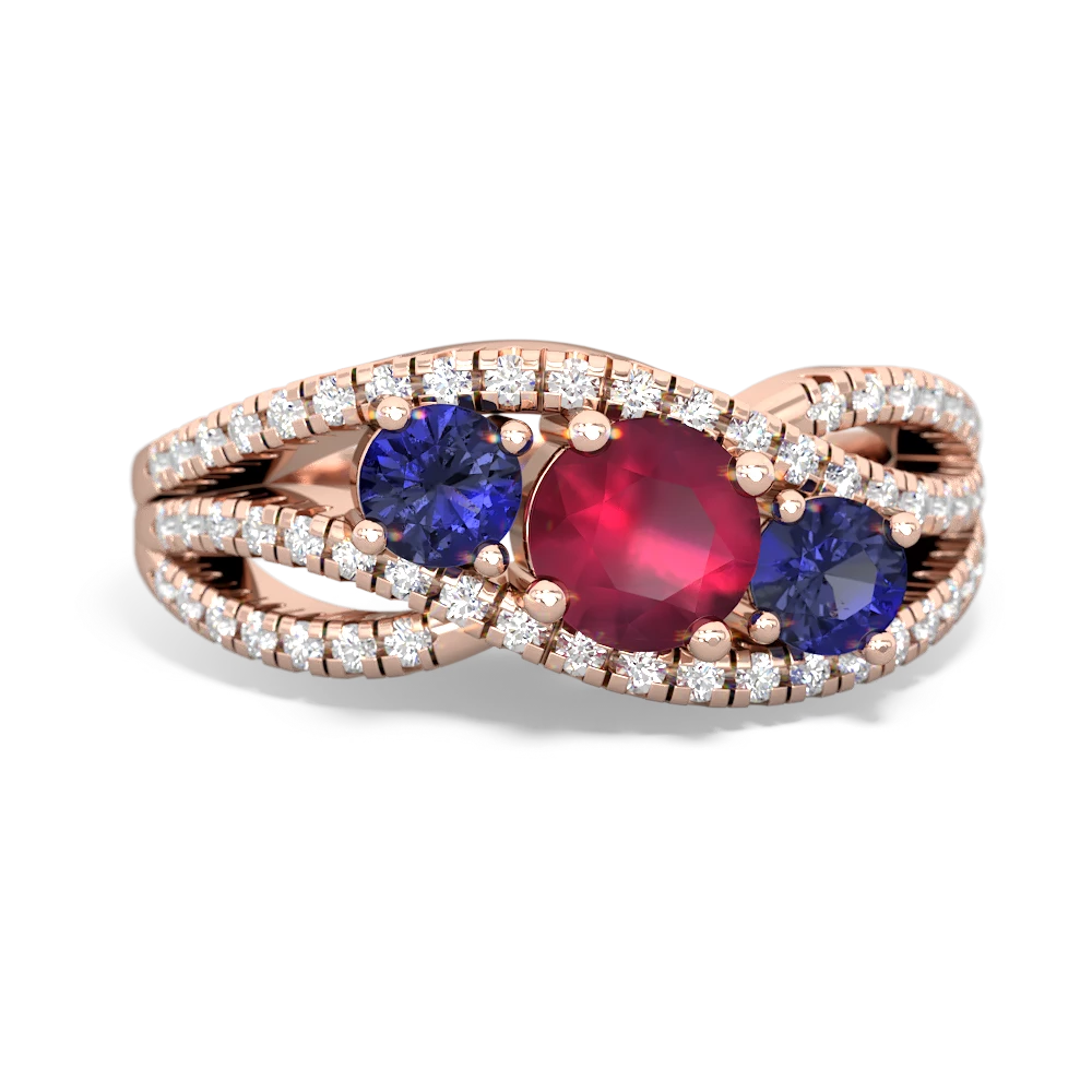 Ruby Three Stone Aurora 14K Rose Gold ring R3080