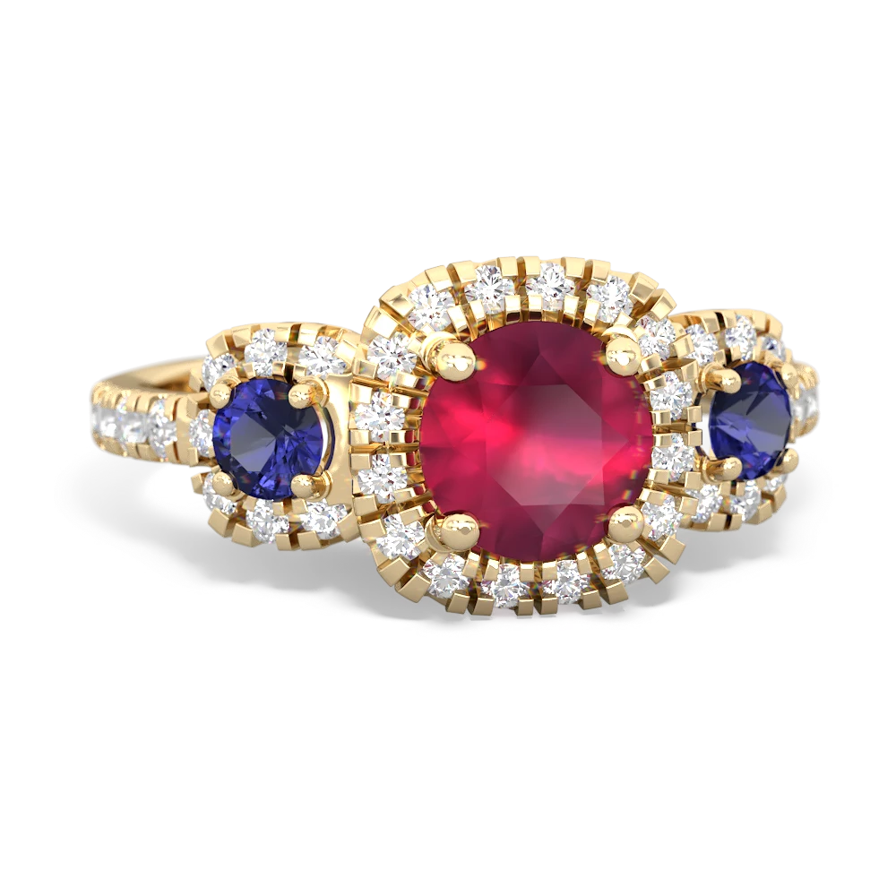 Ruby Regal Halo 14K Yellow Gold ring R5350