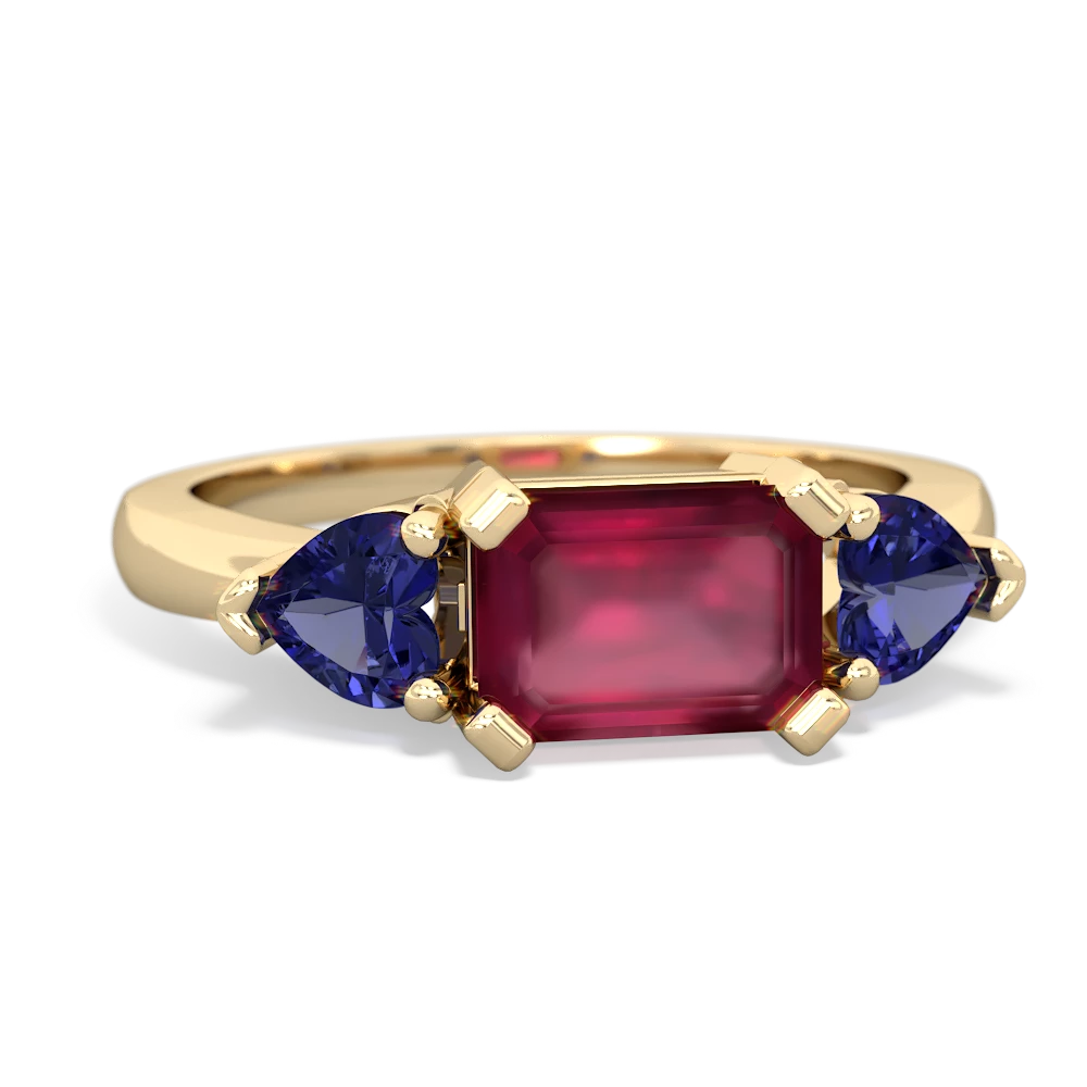 Ruby Three Stone 14K Yellow Gold ring R5235