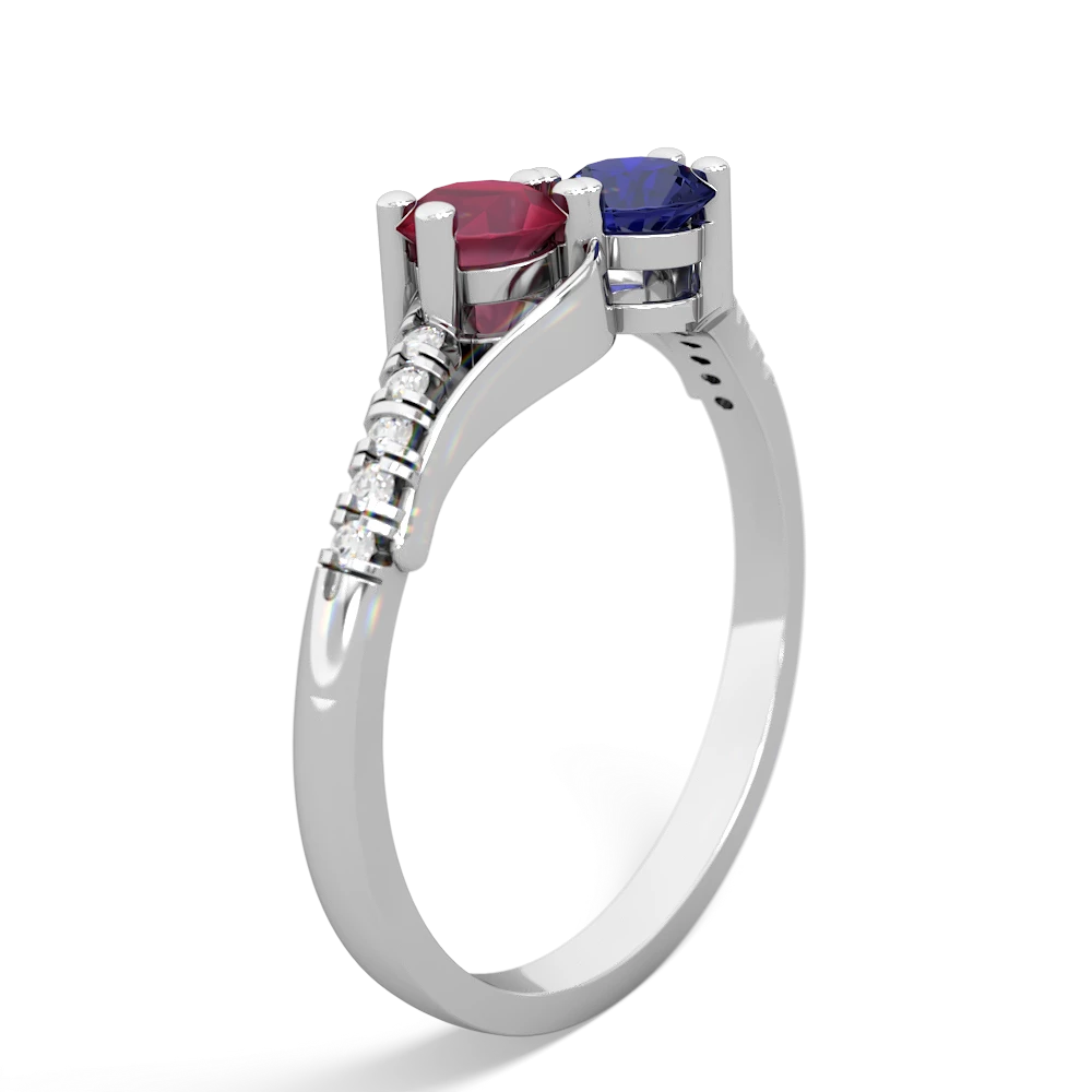 Ruby Infinity Pave Two Stone 14K White Gold ring R5285