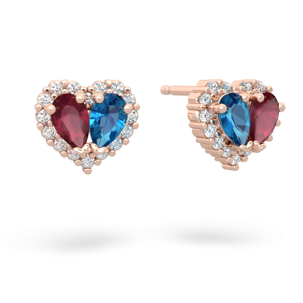 Ruby Halo 14K Rose Gold earrings E7008