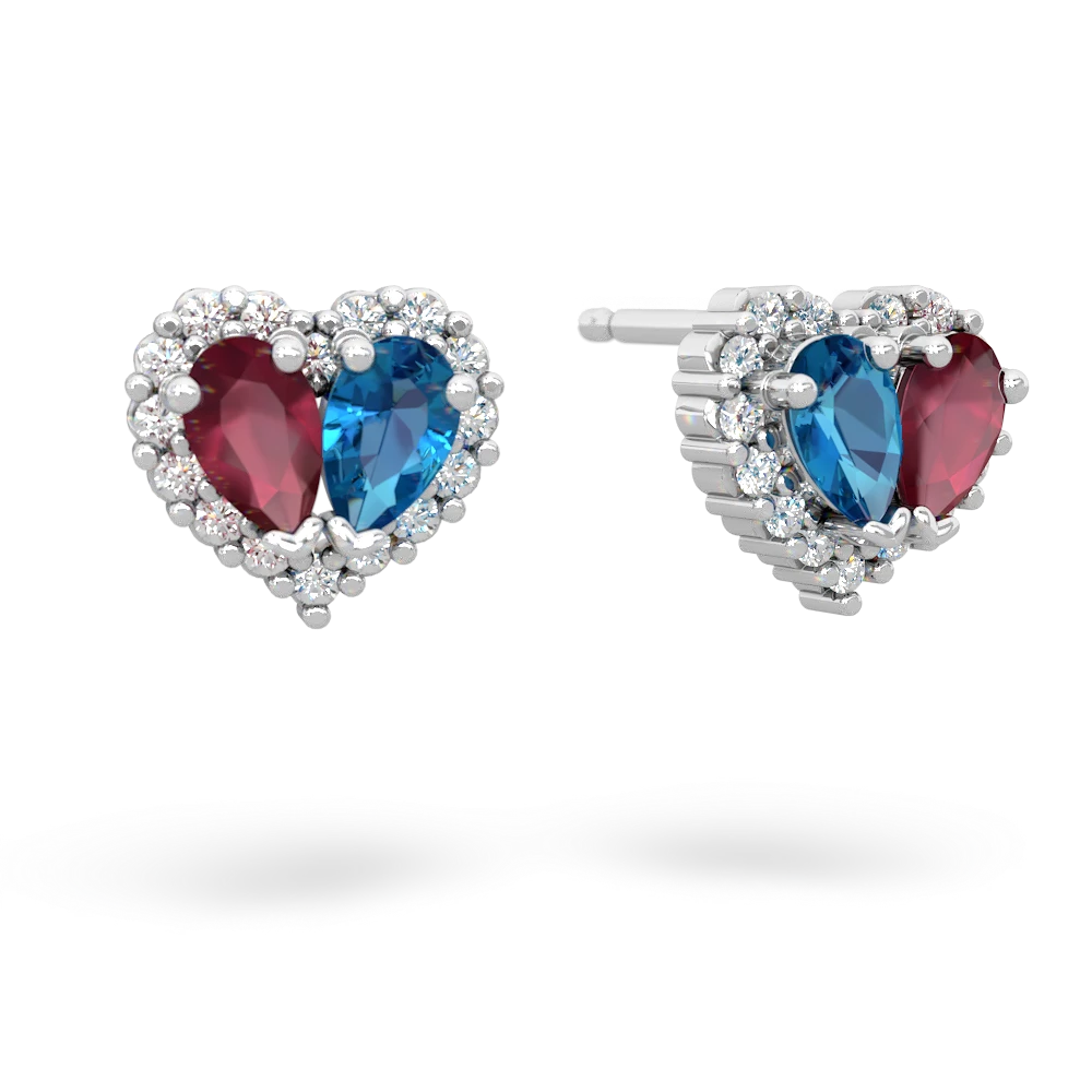 Ruby Halo 14K White Gold earrings E7008