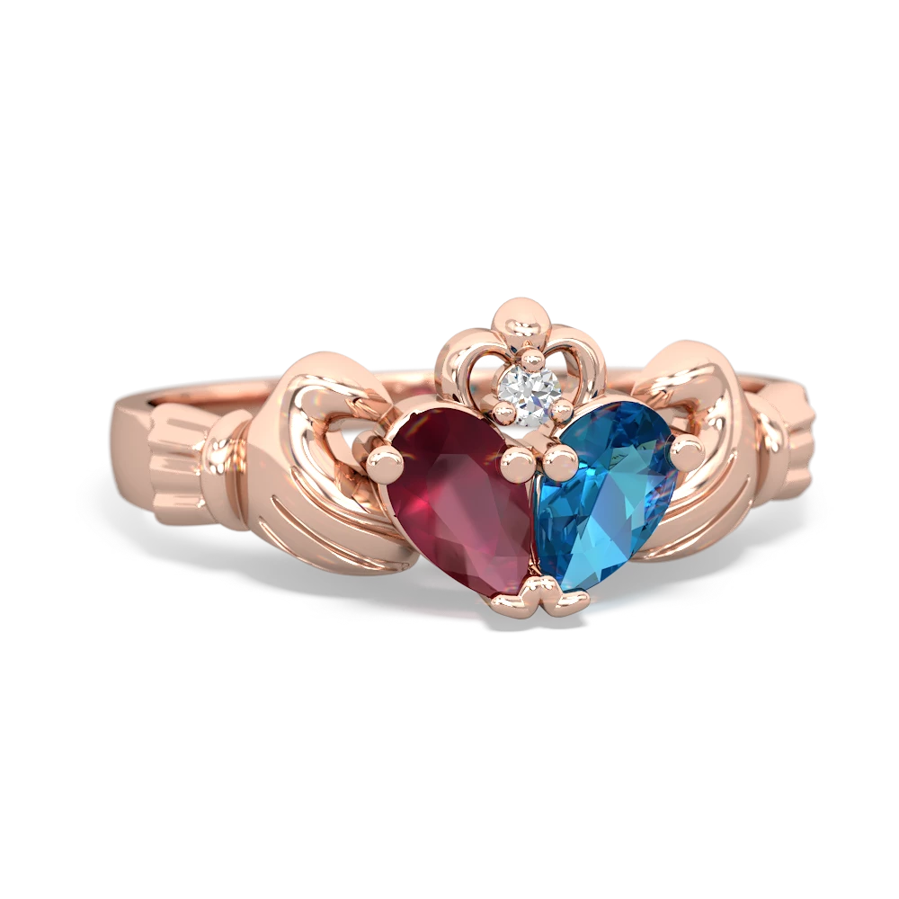 Ruby 'Our Heart' Claddagh 14K Rose Gold ring R2388