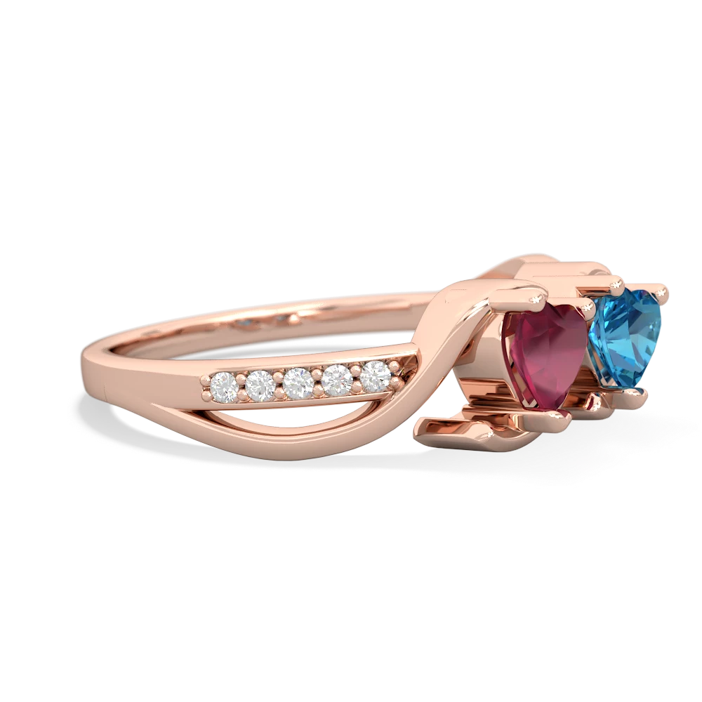 Ruby Side By Side 14K Rose Gold ring R3090