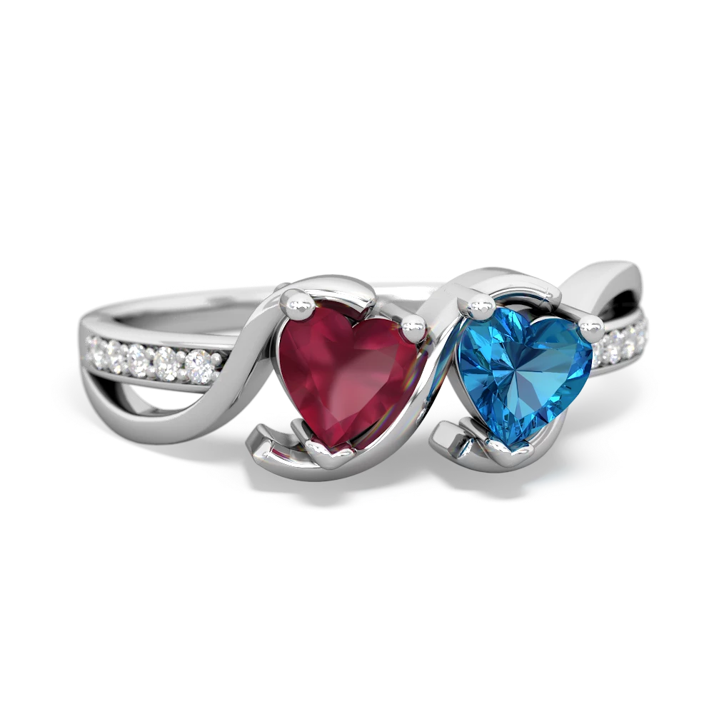 Ruby Side By Side 14K White Gold ring R3090