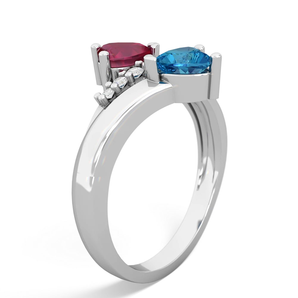 Ruby Heart To Heart 14K White Gold ring R2064