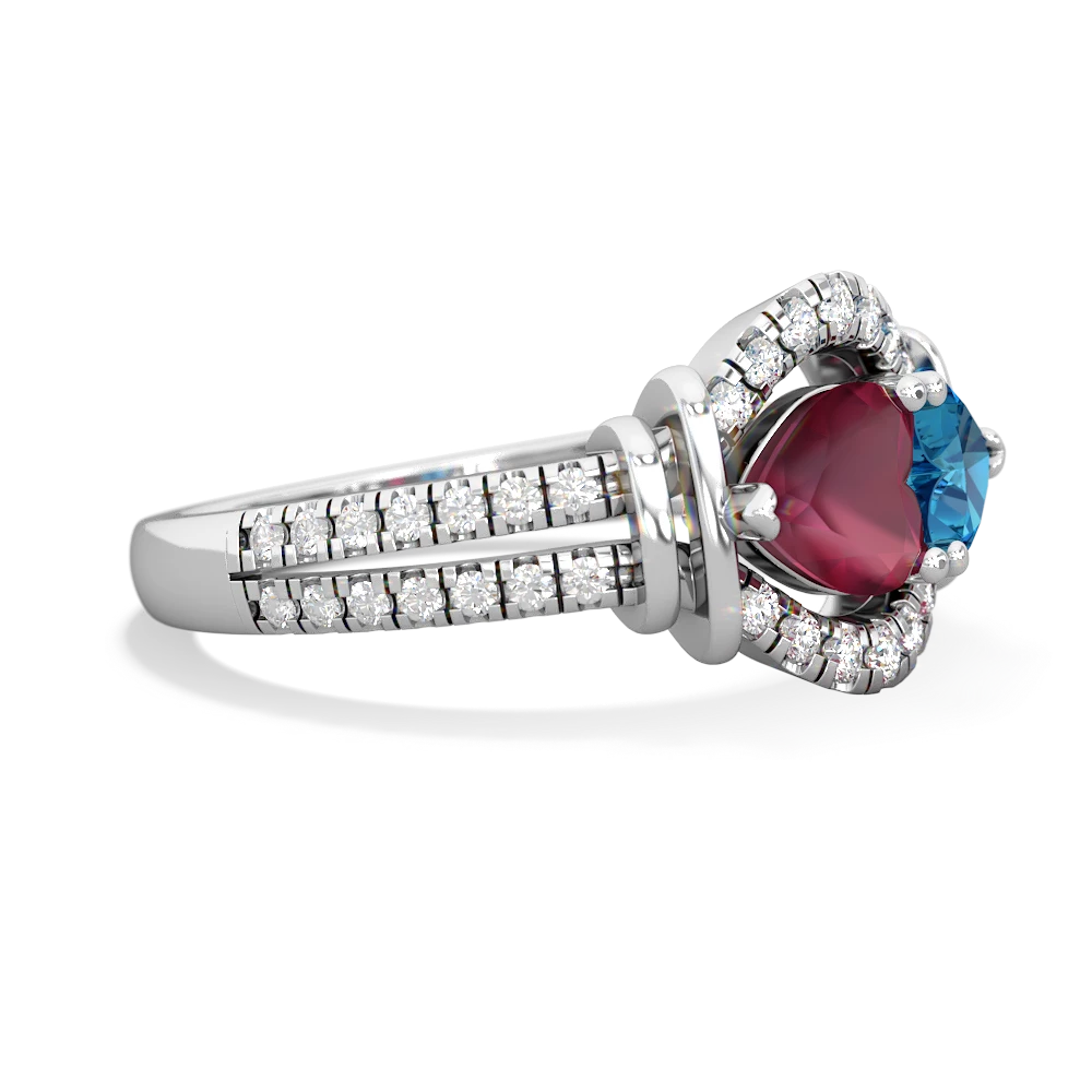 Ruby Art-Deco Keepsake 14K White Gold ring R5630