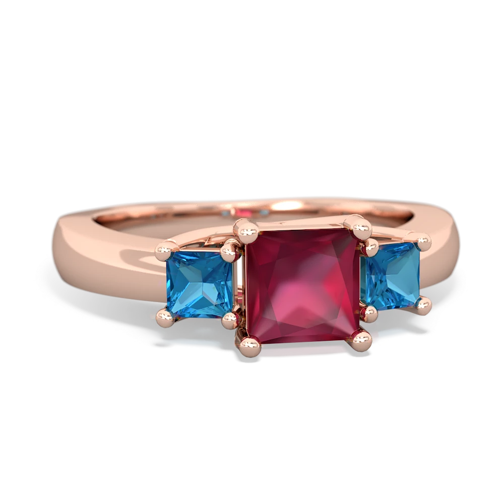 Ruby Three Stone Trellis 14K Rose Gold ring R4015