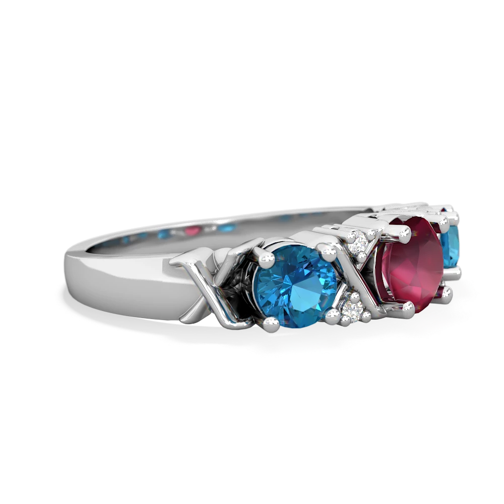 Ruby Hugs And Kisses 14K White Gold ring R5016