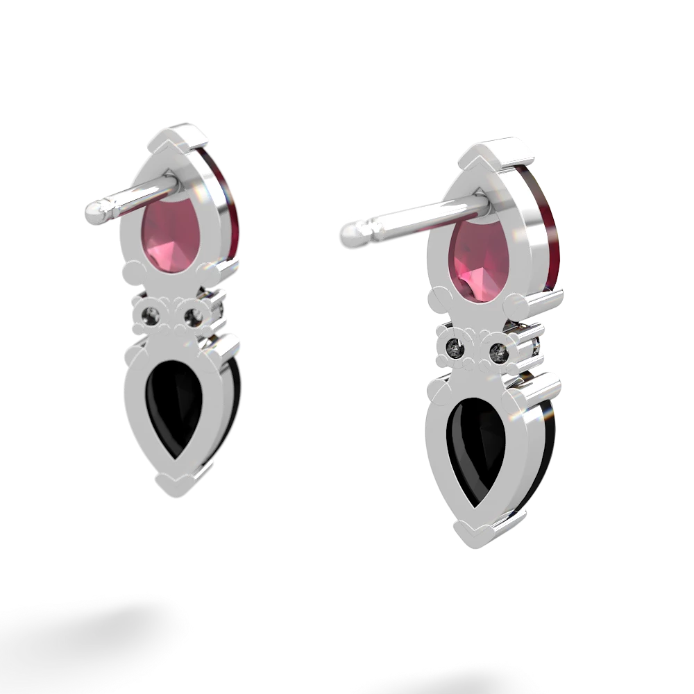 Ruby Bowtie Drop 14K White Gold earrings E0865