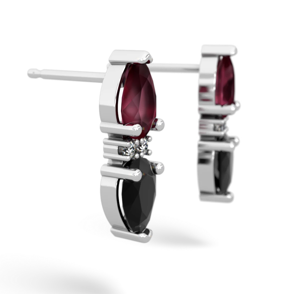 Ruby Bowtie Drop 14K White Gold earrings E0865