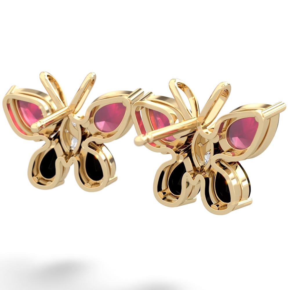 Ruby Butterfly 14K Yellow Gold earrings E2215