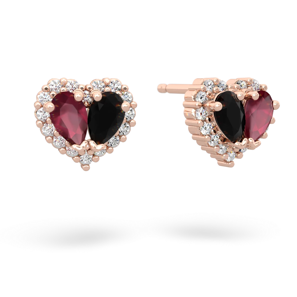 Ruby Halo 14K Rose Gold earrings E7008