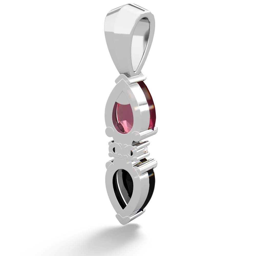 Ruby Bowtie Drop 14K White Gold pendant P0865