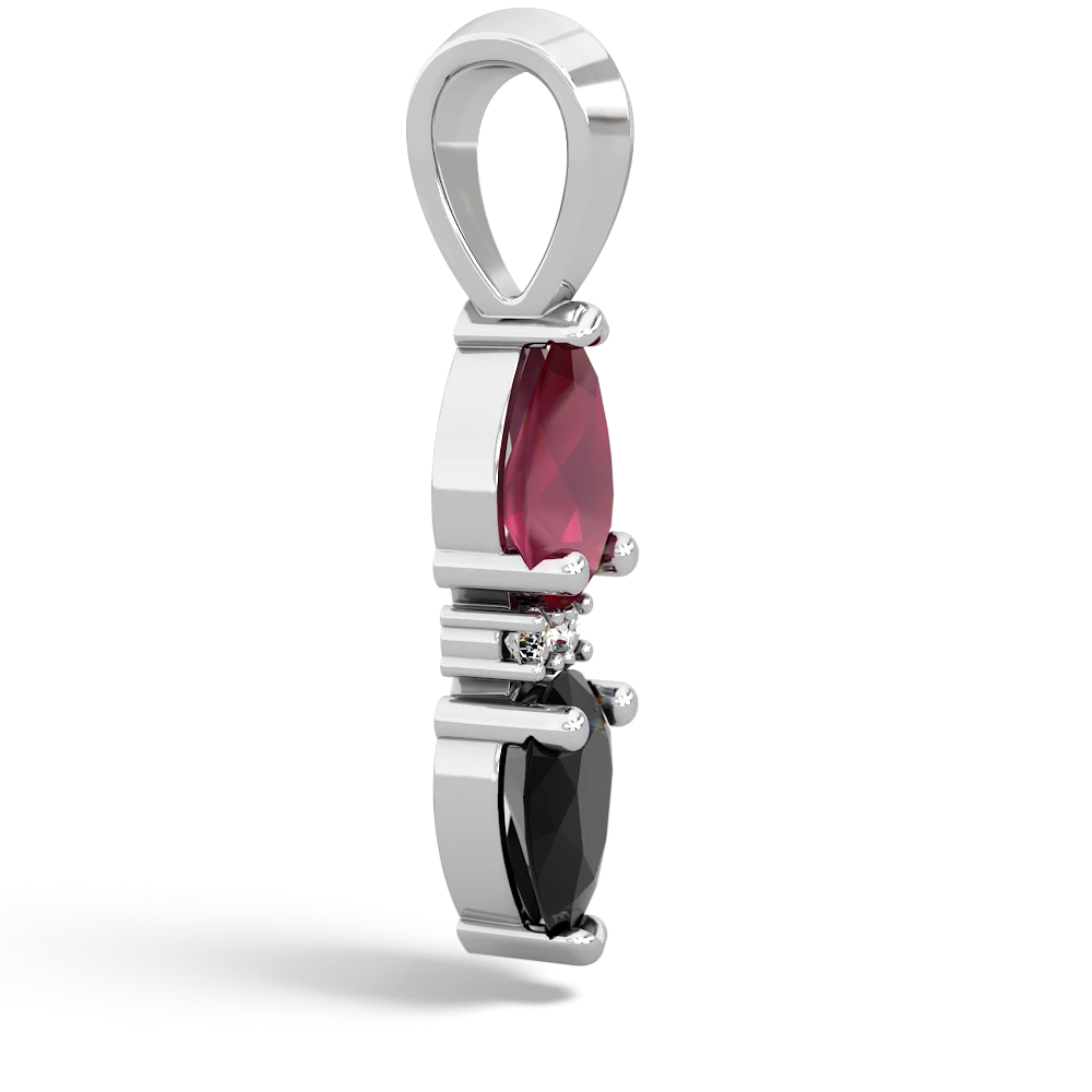 Ruby Bowtie Drop 14K White Gold pendant P0865