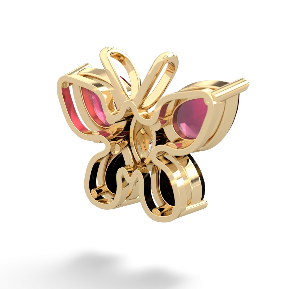 Ruby Butterfly 14K Yellow Gold pendant P2215