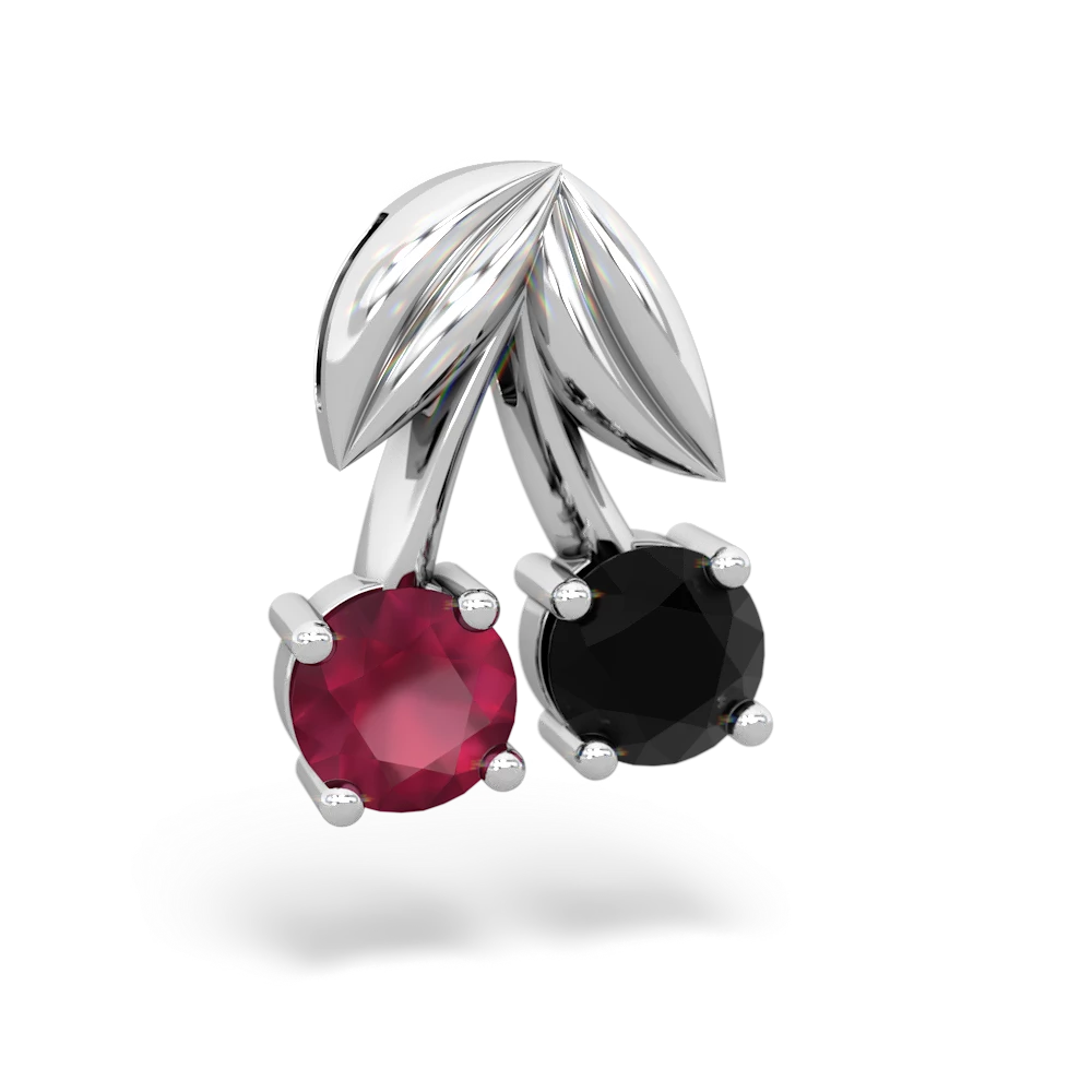 Ruby Sweet Cherries 14K White Gold pendant P7001