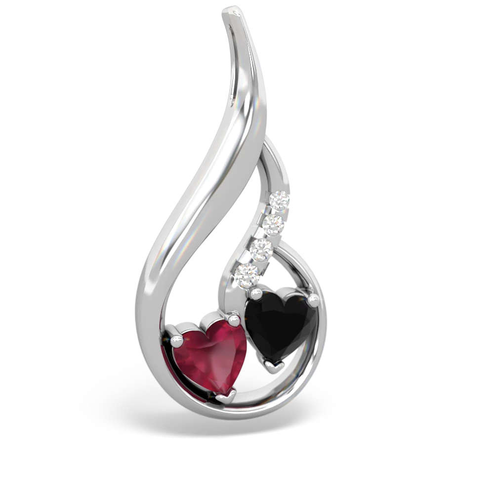 Ruby Keepsake Curves 14K White Gold pendant P5450